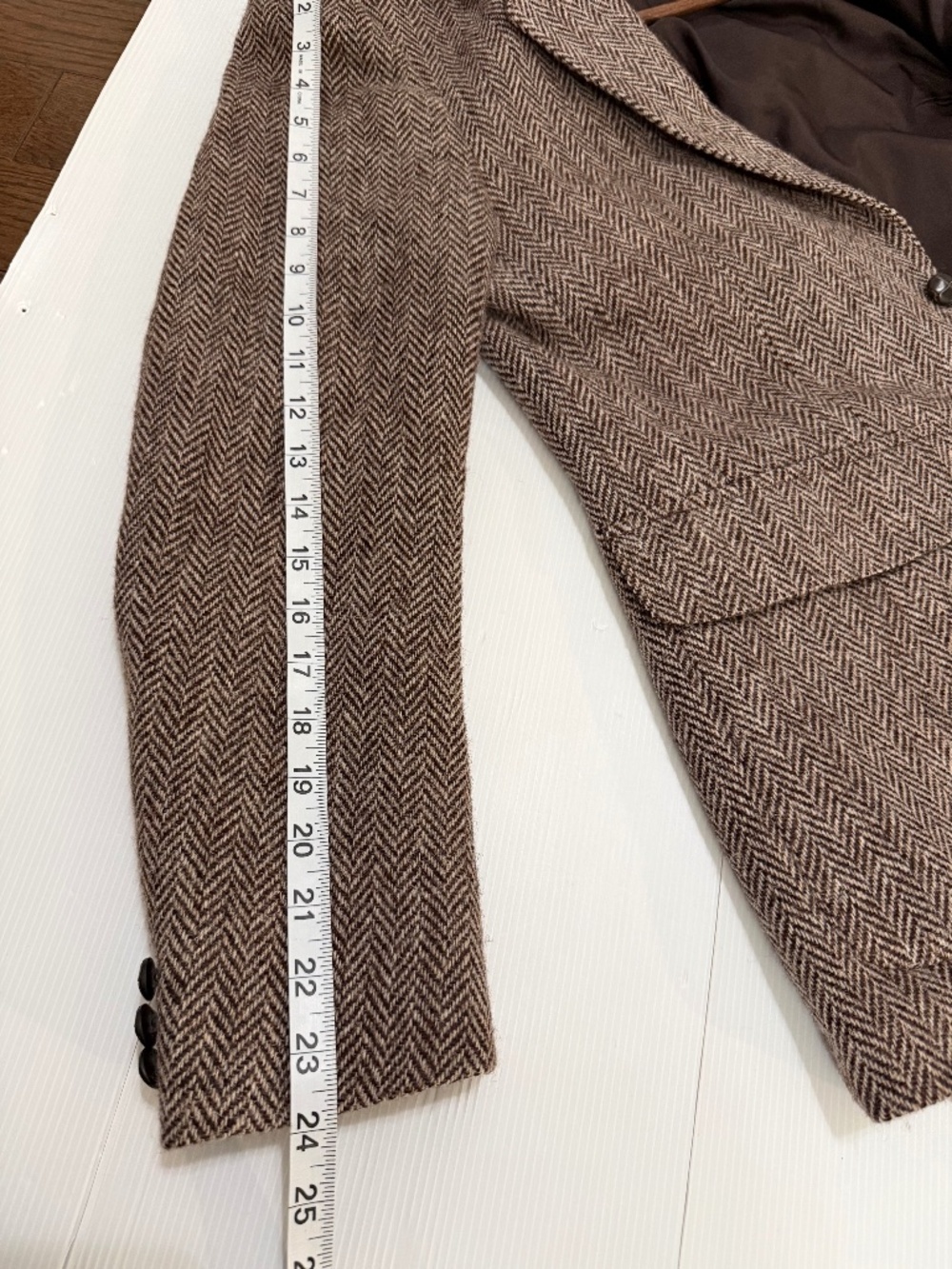 Vintage Harris Tweed Brown Herringbone Wool Blazer Sport Coat Mens - Picture 6 of 15